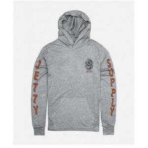 Jetty Men’s Copperhat Hooded Long Sleeve Shirt Sz L Spellout Graphic Ocean Dive